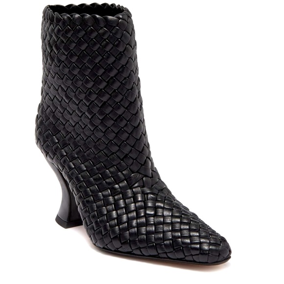 Bottega Veneta Woven Leather Almond Toe Booties - Picture 1 of 6